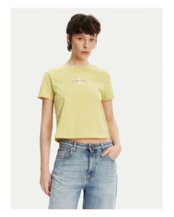 Tricou crop cu imprimeu logo si decolteu la baza gatului