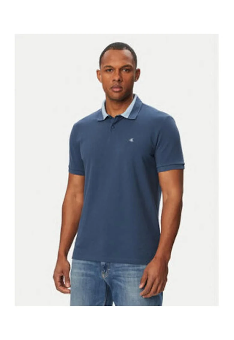 Tricou polo din bumbac cu guler contrastant