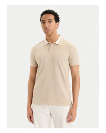 Tricou polo regular fit cu guler contrastant