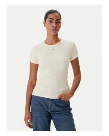Tricou slim fit la baza gatului cu logo mic