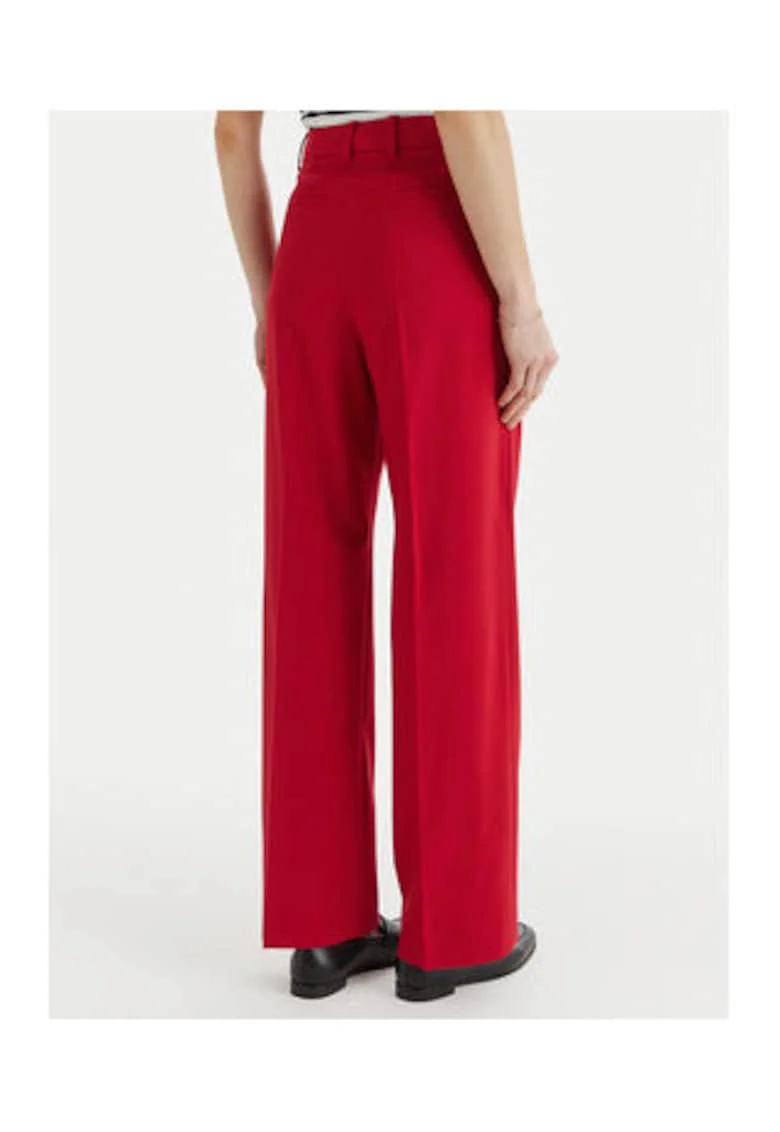 Pantaloni drepti cu talie inalta din amestec de lana