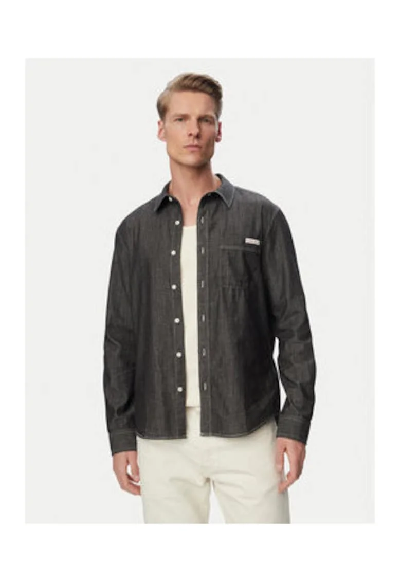 Camasa din denim cu aspect lucios