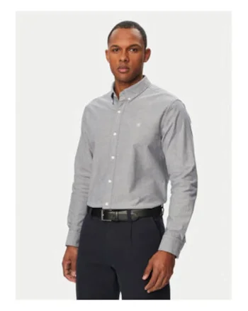 Camasa regular fit din bumbac cu model cu dungi discrete