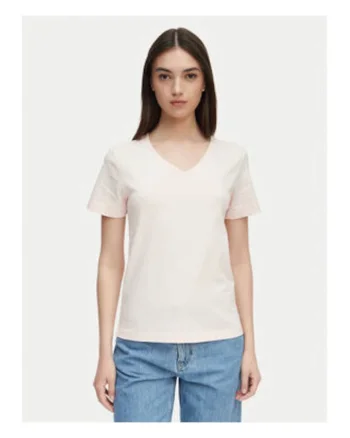 Tricou regular fit de bumbac, cu decolteu in V