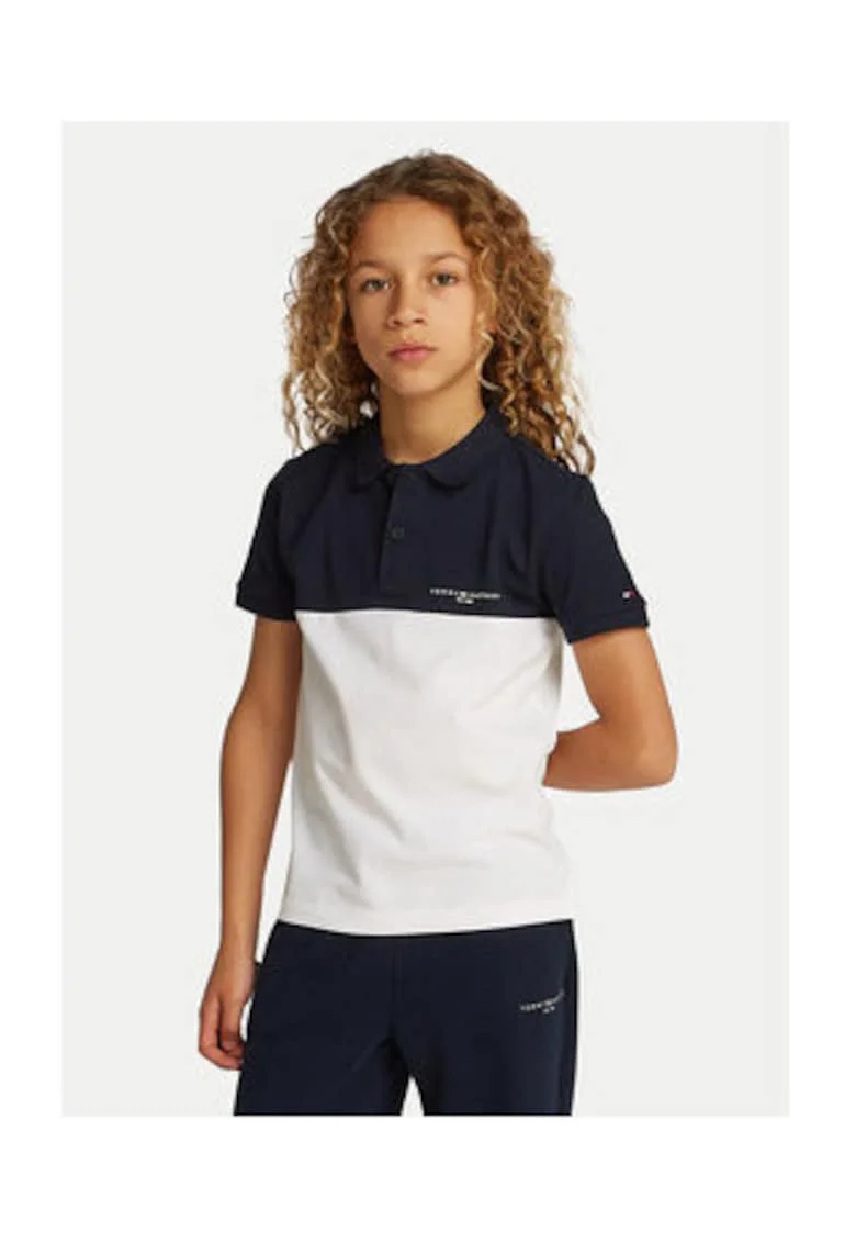Tricou polo cu aspect colorblock
