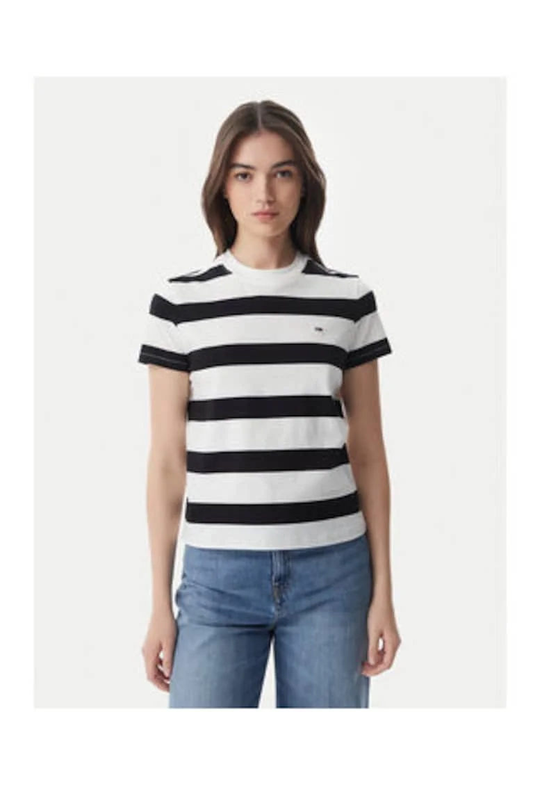 Tricou regular-fit din bumbac si dungi