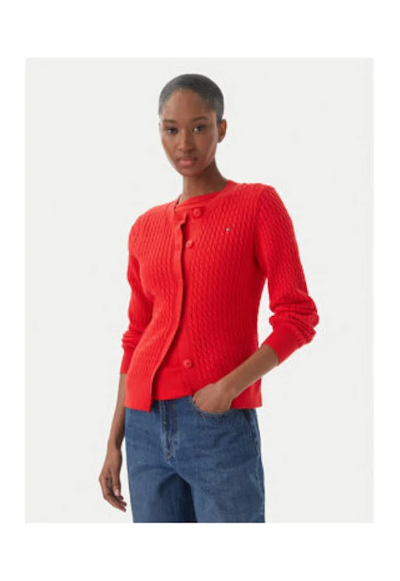 Cardigan din bumbac cu model texturat