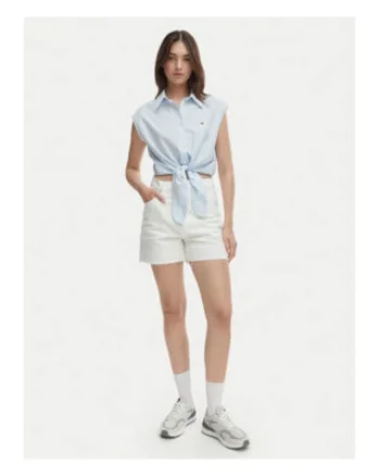 Camasa crop cu guler clasic,