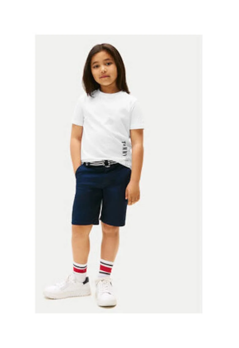 Tricou cu decolteu la baza gatului si imprimeu logo lateral