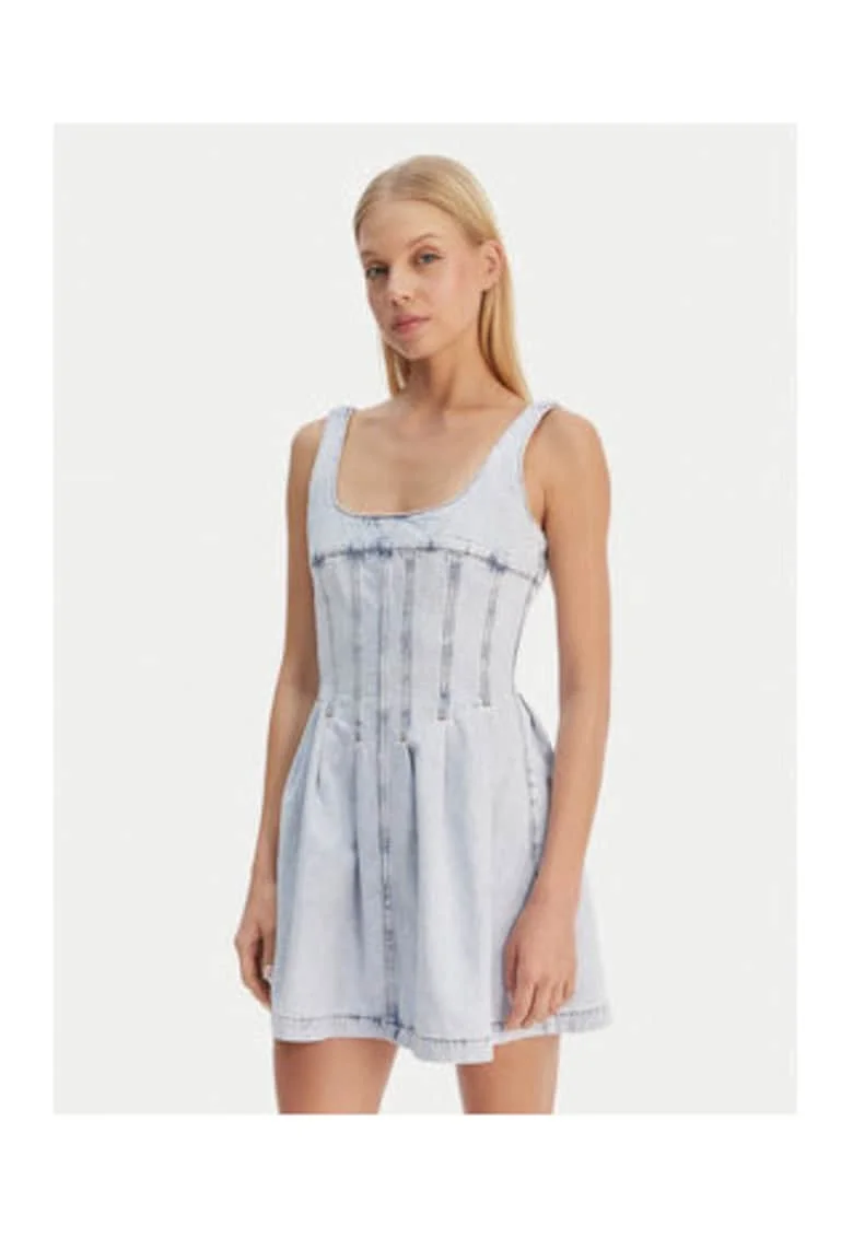 Rochie din denim cu decolteu rotund