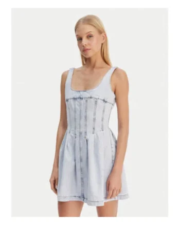 Rochie din denim cu decolteu rotund