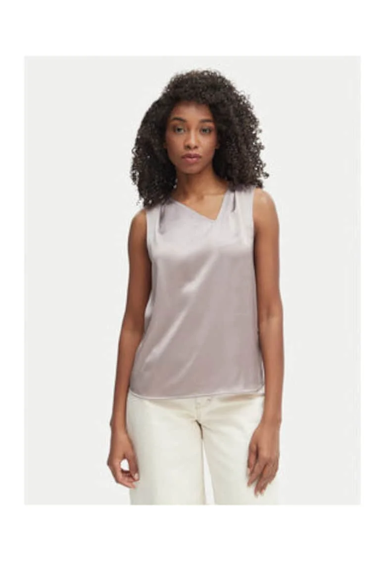 Bluza fara maneci cu aspect satinat