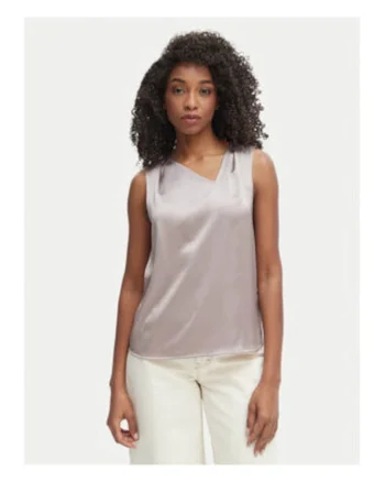 Bluza fara maneci cu aspect satinat
