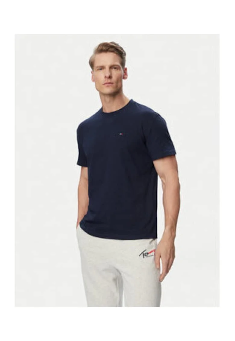 Tricou din bumbac uni, cu maneci scurte
