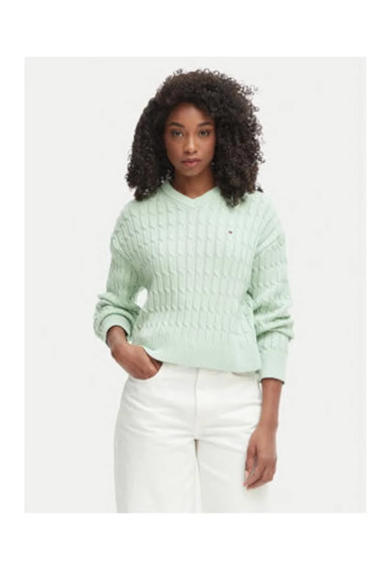 Pulover regular fit cu decolteu in V