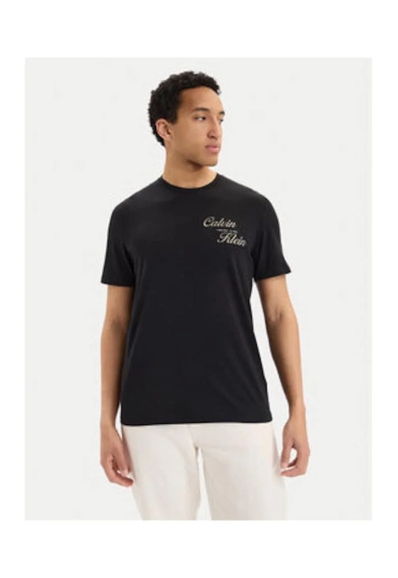 Tricou regular fit din bumbac cu logo lateral pe piept