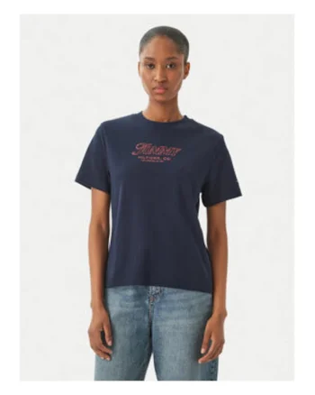 Tricou din bumbac cu decolteu la baza gatului si imprimeu logo