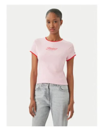 Tricou slim fit cu logo contrastant