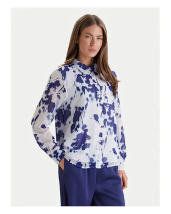 Camasa lejera cu model abstract si guler clasic