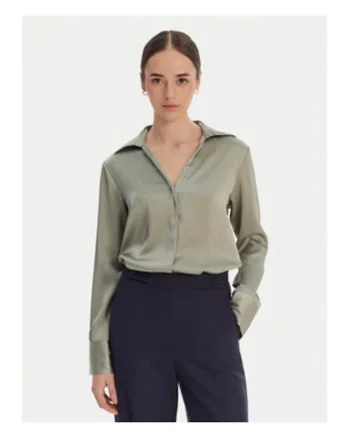 Camasa cu model uni si aspect satimat