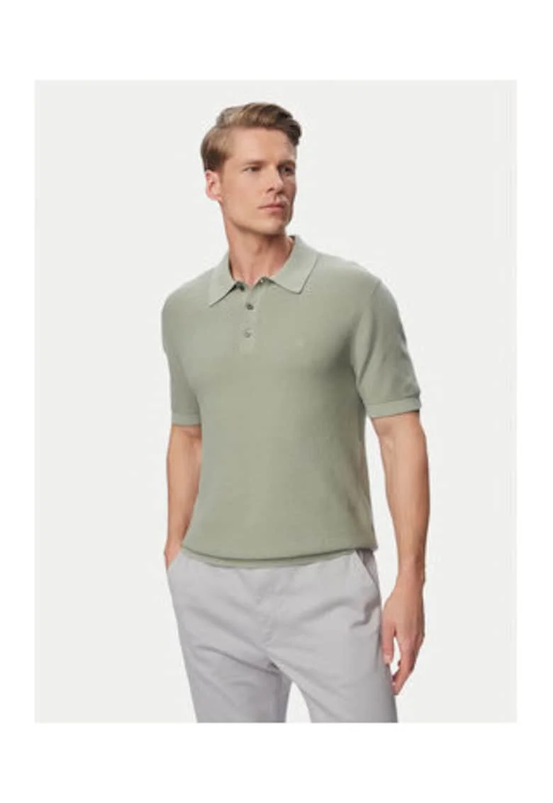 Tricou uni regular fit, cu guler polo