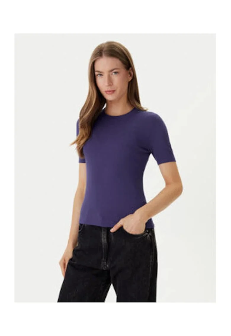 Tricou slim fit din amestec de modal cu design striat