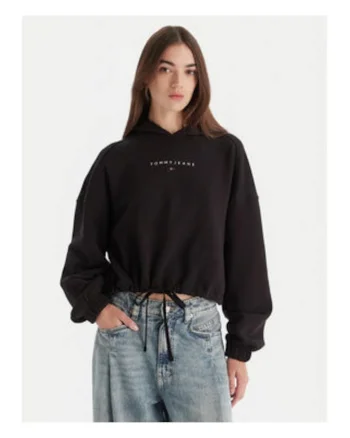 Hanorac crop cu snur de ajustare,