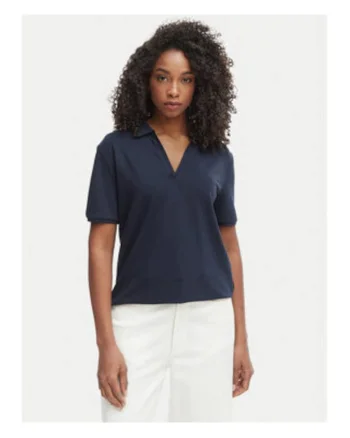 Tricou polo lejer cu decupaj in v