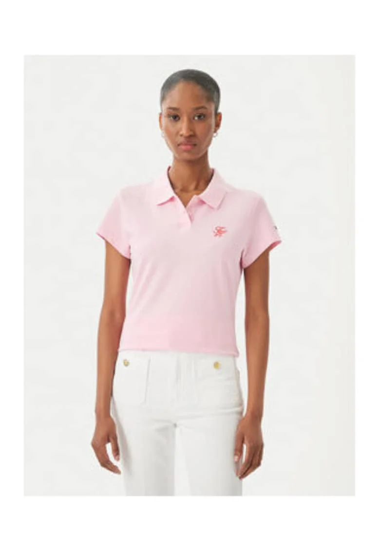 Tricou polo slim fit cu logo brodat