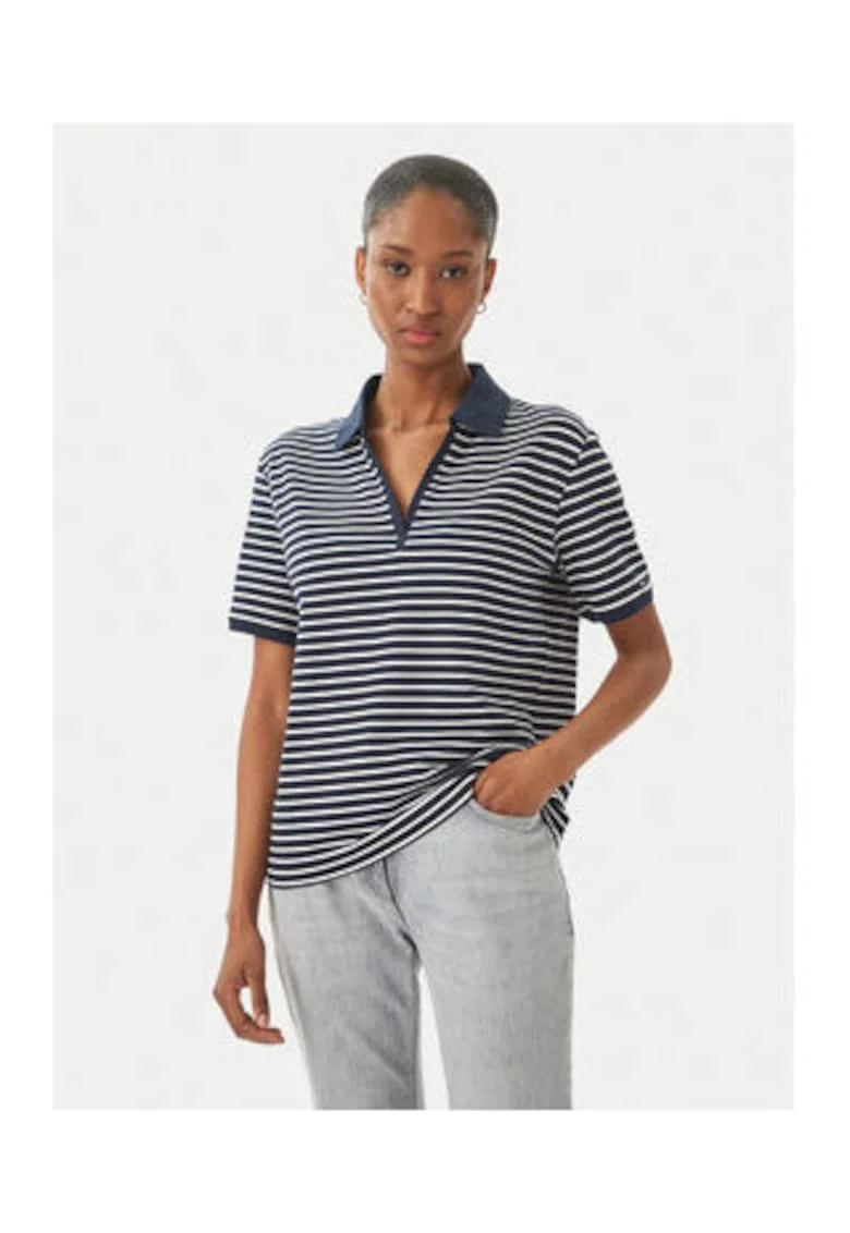 Tricou polo lejer in dungi
