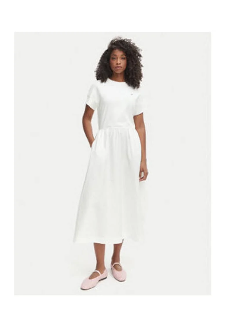 Rochie din amestec de bumbac organic cu doua buzunare