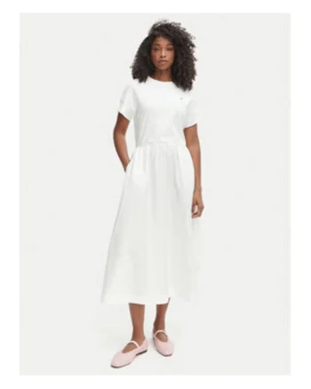 Rochie din amestec de bumbac organic cu doua buzunare