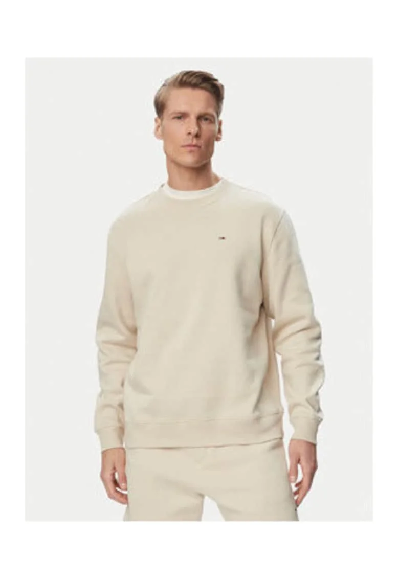 Bluza regular-fit cu decolteu la baza gatului si imprimeu uni