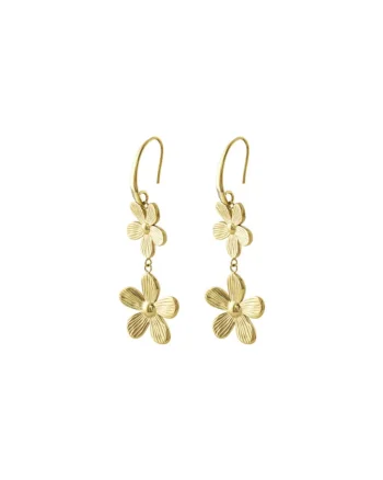 Cercei drop in forma de floare placati cu aur de 18K, Auriu