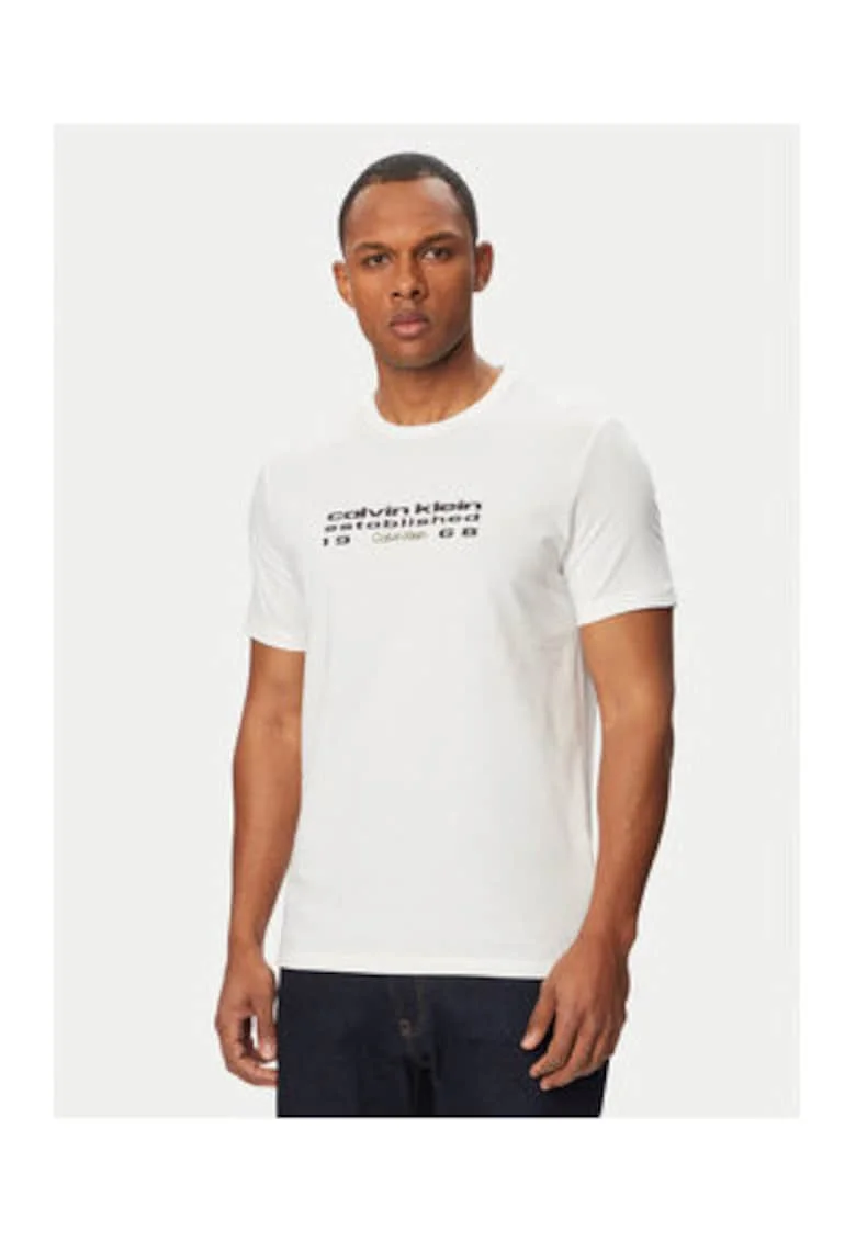 Tricou din bumbac cu decolteu rotund si maneci scurte