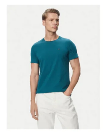 Tricou din bumbac cu model uni si maneci scurte