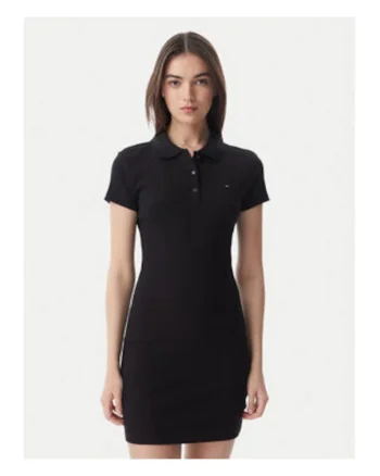 Rochie casual cu guler polo si maneci scurte