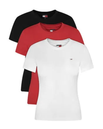 Set de tricouri din bumbac cu model uni - 3 piese