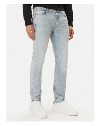 Blugi slim fit uni cu talie medie