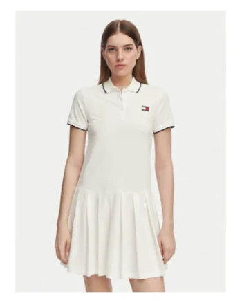 Rochie scurta evazata cu guler polo