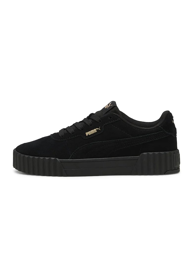Pantofi sport de piele intoarsa, Auriu, Negru, Auriu/Negru
