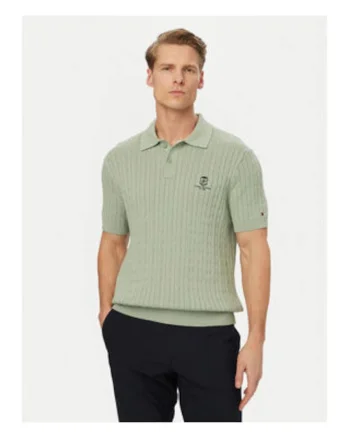 Tricou polo tricotat din bumbac organic,