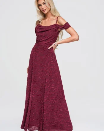 Rochie cu elastan confortabila si eleganta, Visiniu