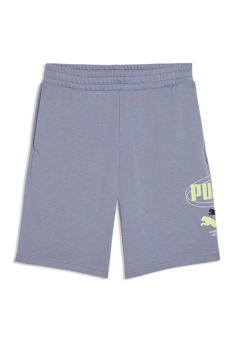 Pantaloni scurti de trening din amestec de bumbac cu imprimeu logo, Violet prafuit