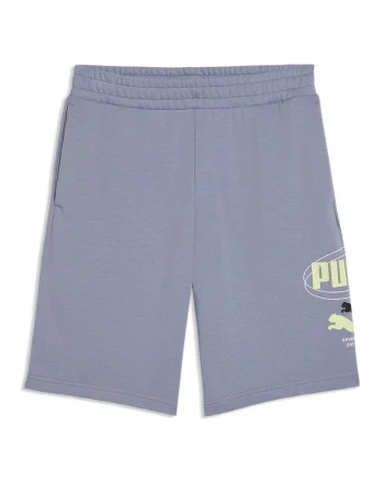 Pantaloni scurti de trening din amestec de bumbac cu imprimeu logo, Violet prafuit