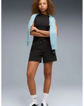 Pantaloni scurti din amestec de bumbac cu talie ajustabila, Negru