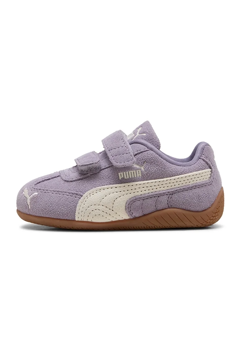 Pantofi sport Speedcat din piele intoarsa cu benzi velcro, Violet prafuit/Alb murdar