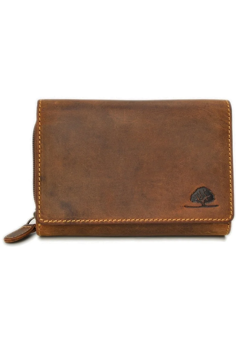 Portofel unisex piele naturala maro antichizat 14.5 x 10 cm, Vintage,