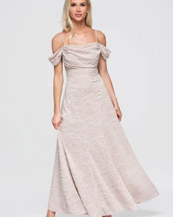 Rochie cu elastan confortabila si eleganta, Bej