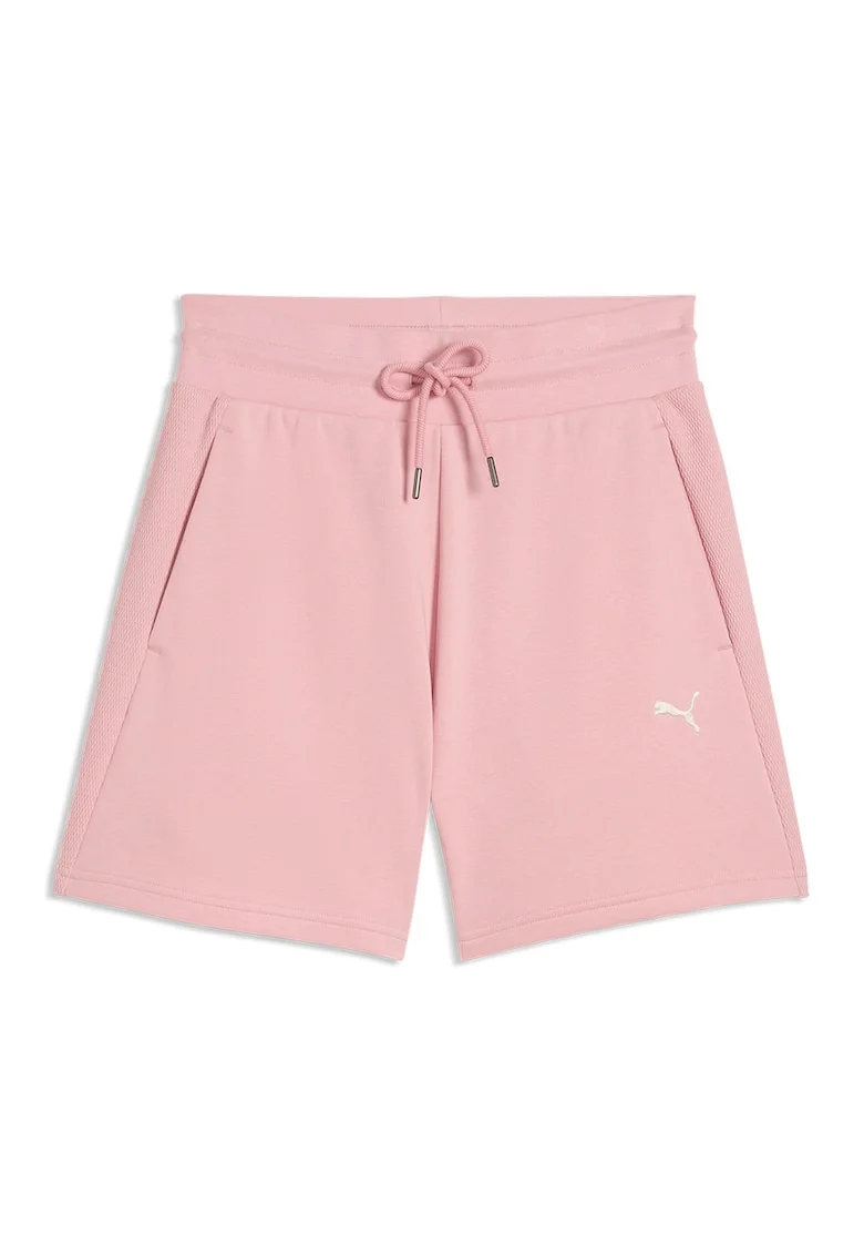 Pantaloni scurti din amestec de bumbac cu talie ajustabila, Alb/Roz pastel